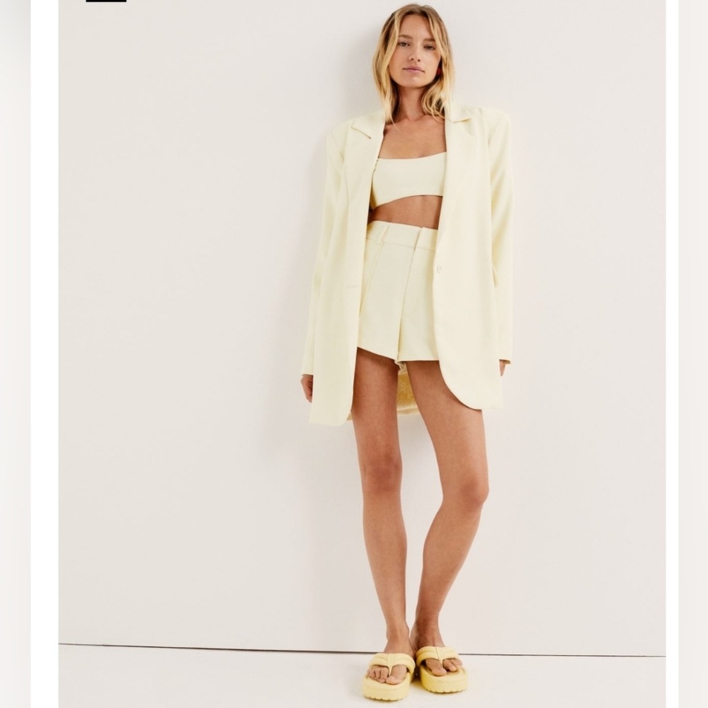 For Love And Lemons Courtney Yellow Blazer Modern Oversized Fit